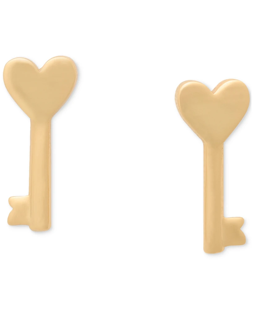 Kate Spade New York Gold-Tone Polished Heart Key Stud Earrings