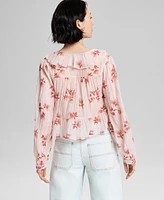 And Now This Petite Floral Print Ruffled Blouson-Sleeve Blouse, Exclusively at Macy's