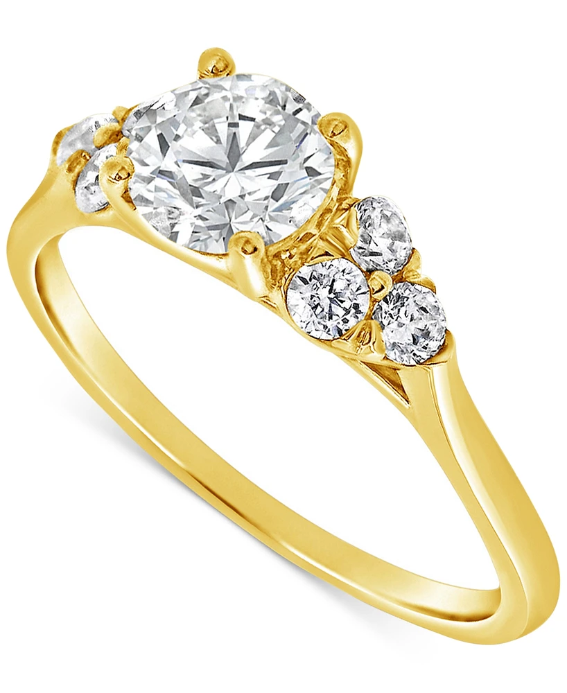 Diamond Shoulder Cluster Engagement Ring (1 ct. t.w.) in 14k Gold