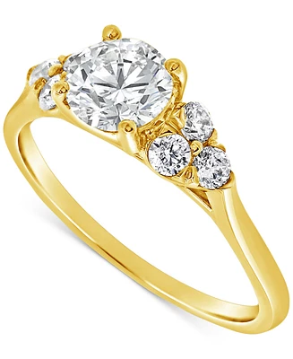 Diamond Shoulder Cluster Engagement Ring (1 ct. t.w.) in 14k Gold