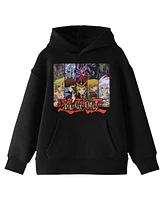 Yu-Gi-Oh! Boys Yu-Gi-Oh Character Group With Main Monsters Long Sleeve Youth Black Hooded Sweatshirt-xl