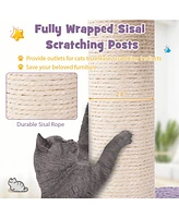 Gymax 62'' Cute Purple Cat Tree Tower w/ Ladder Sisal Covered Scratching Posts Indoor