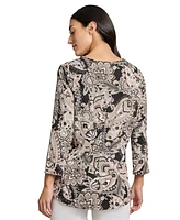 Jones New York Women's Printed Moss Crepe Top