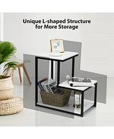 Gouun 3-Tier Ladder-Shaped Chair Side Table with Storage Shelf