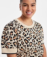 On 34th Trendy Plus Animal Jacquard Sweater, Exclusively at Macy's