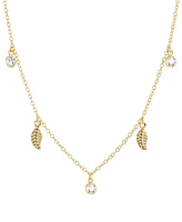 Cubic Zirconia (5/8 ct. t.w.) & Feather Charm Necklace in 14k Gold over Sterling Silver