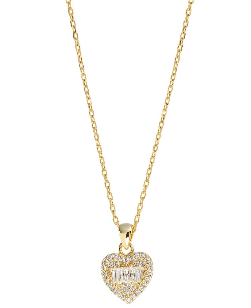 Cubic Zirconia Mixed Cut Heart Pendant Necklace (1/2 ct. t.w.) Sterling Silver (Also Available 14k Gold over Silver)