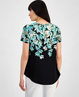 Jm Collection Women's Printed Scoop-Neck Top, Exclusively at Macy's