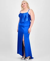 B Darlin Trendy Plus Embellished Corset Sleeveless Gown, Created for Macy's