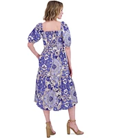 Vince Camuto Women's Floral-Print Puffed-Sleeve Dress