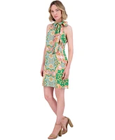 Vince Camuto Women's Floral-Print Tie-Neck Dress