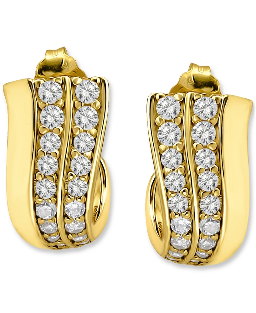 Giani Bernini Pave Cubic Zirconia J Hoop Earrings (7/8 ct. t.w.) 18k Gold Over Sterling Silver, Exclusively at Macy's