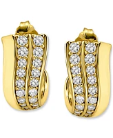 Giani Bernini Pave Cubic Zirconia J Hoop Earrings (7/8 ct. t.w.) 18k Gold Over Sterling Silver, Exclusively at Macy's