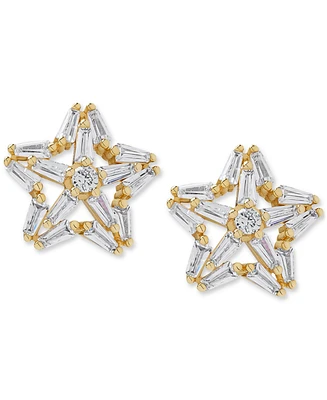 Lab Grown White Sapphire Baguette Star Stud Earrings (5/8 ct. t.w.) in 14k Gold-Plated Sterling Silver