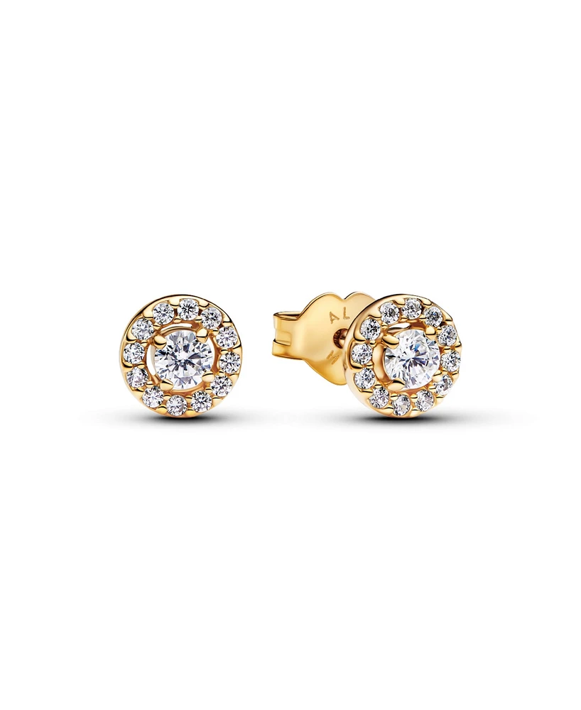 Pandora Gold-Plated Round Pave Halo Stud Earrings