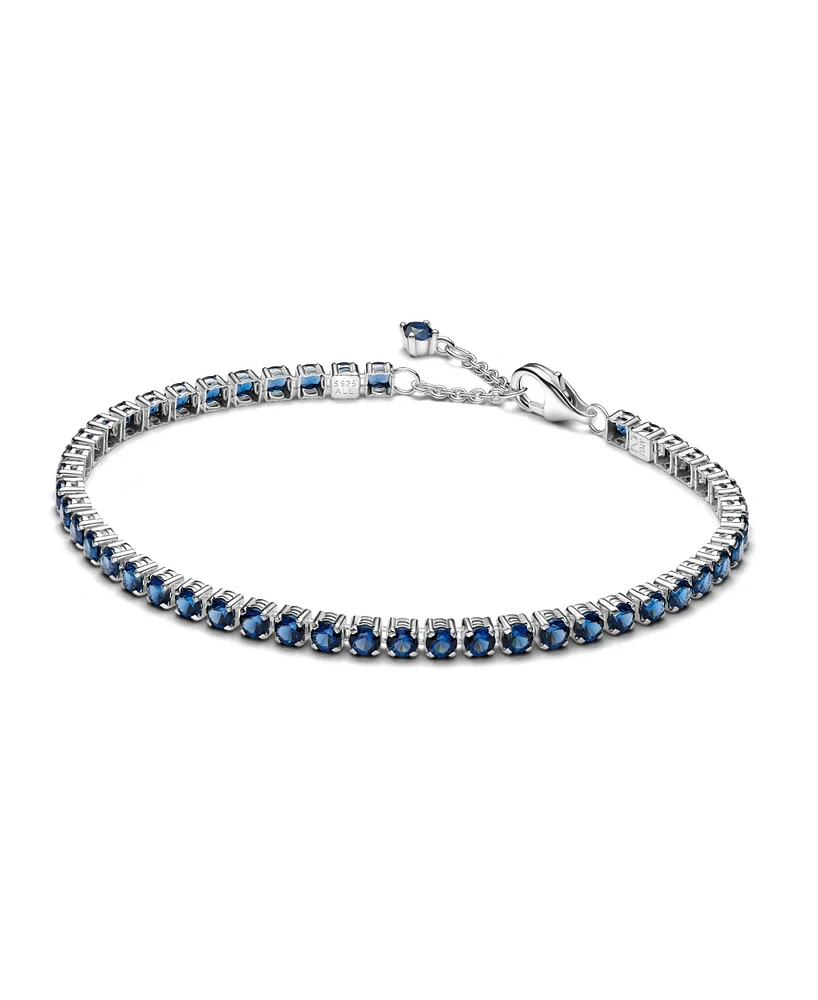 Pandora Sterling Silver Sparkling Blue Tennis Bracelet