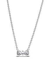 Pandora Sterling Silver Sparkling Bow Necklace