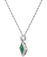 Macy's Princess Cut Emerald (1/2 ct. t.w.) & Diamond (1/8 Pendant Necklace 14k White Gold or Yellow Gold, 16" + 2" extender