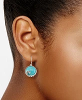 Marcasite Swirl & Synthetic Turquoise Drop Earrings in Sterling Silver