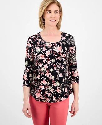 Jm Collection Petite 3/4-Sleeve Top, Exclusively at Macy's