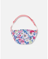 Deux par Deux Girl Printed Fanny Pack White, Pink, And Green Flowers - Toddler|Child