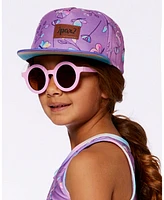 Deux par Deux Baby Girls Printed Cap Old Mauve And Multicolored Butterflies