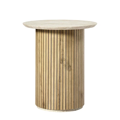 Hulala Home Perry Modern End Table with Wood Strip Decoration