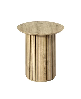 Hulala Home Perry Modern End Table with Wood Strip Decoration