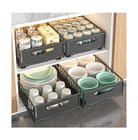 gaomon 2pcs Pull Out Cabinet Organizer, Expandable Kitchen Drawers, Heavy Duty Slide Out Storage Basket With Adhesive Film