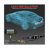 Pyle Car Camera & Rearview Mirror Display Kit, 7'' Lcd, Night Vision, Waterproof