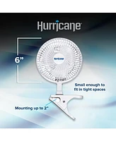 Hurricane Classic 6" Clip Fan, 2 Speed Desk Table Fan w/ Adjustable Tilt, White