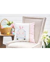 C&F Home 18" x 18" Happy Easter Bunny Eggs Embroidered Throw Pillow