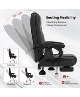 Gouun Massage Adjustable Executive Chair with Armrests and Retractable Footrest