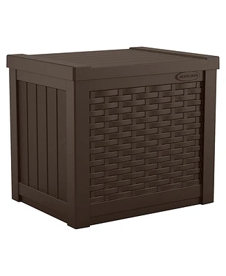 Suncast 22 Gallon Outdoor Patio Small Deck Chest Box with Storage Seat, Java