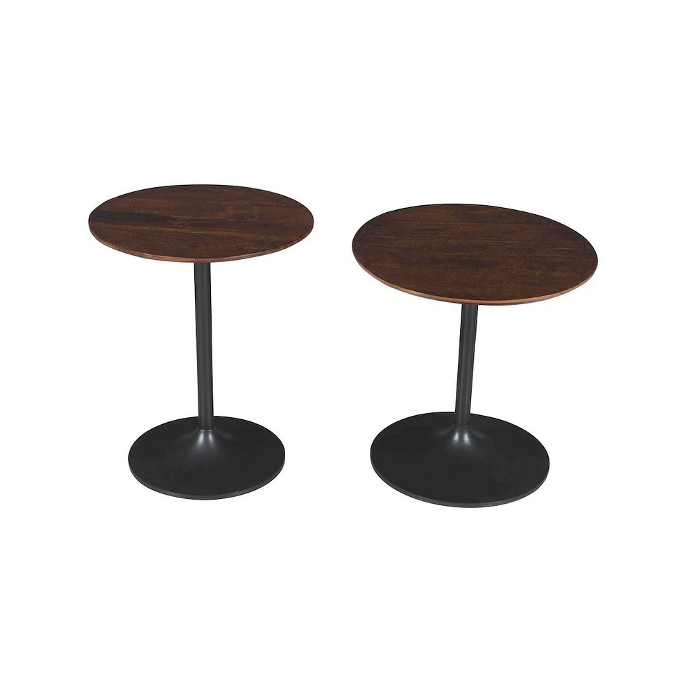 Jofran Remy Solid Wood and Iron Modern Pedestal Accent Tables (Set of 2