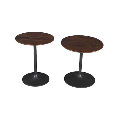 Jofran Remy Solid Wood and Iron Modern Pedestal Accent Tables (Set of 2