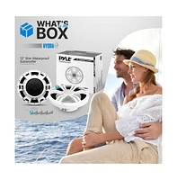 Pyle 12'' Slim Waterproof Subwoofer with Rubber Edge, 500W, White