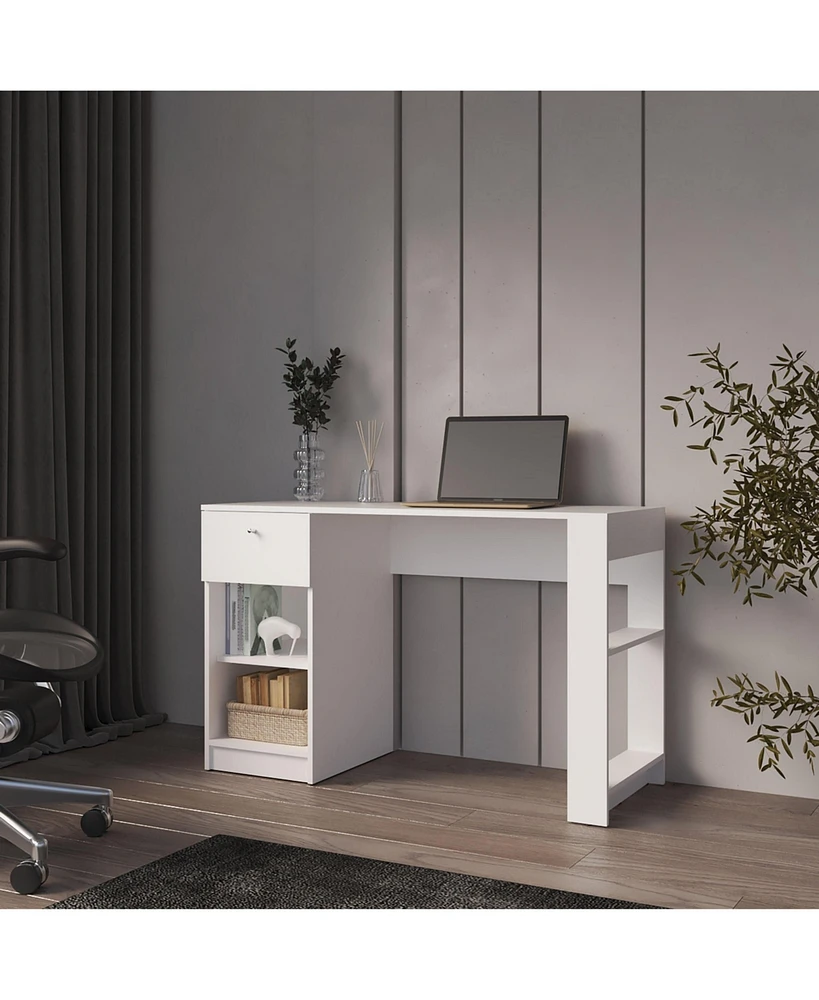 Fm Furniture Sun City Computer Desk with a Drawer and Open Storage