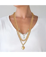 Jessica Simpson Gold-Tone Layered Necklace with Heart and Turquoise Accents