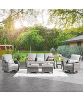 Xizzi 6 Pcs Outdoor Patio Furniture Set,High Back Sofa and Swivel Chairs Set