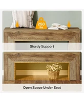 Tribesigns Dining Bench, Farmhouse Wooden Entryway Bench, Entry 47" Long Bench for Living Dining Room, Hallway and Bedroom, Easy Assembly