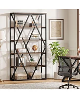 Tribesigns 71-inch Tall Bookshelf, 6 Tier Industrial Large Bookcase, Freestanding Open Book Shelf Display Shelf with Metal Frame, Wood Bookshelves Sto