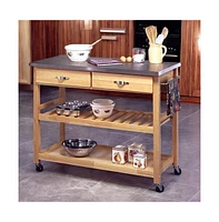 Slickblue Stainless Steel Kitchen Cart with Utility Table and Locking Wheels for Easy Mobility