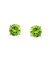 Bling Jewelry 1CT Lime Green Round Cubic Zirconia Cz Solitaire Stud Earrings .925 Sterling Silver Screw back 8MM