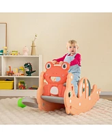 Kuyotq 3-in-1 Kids Slide Rocking Horse Set Convertible Toddler Slide with Basketball Hoop