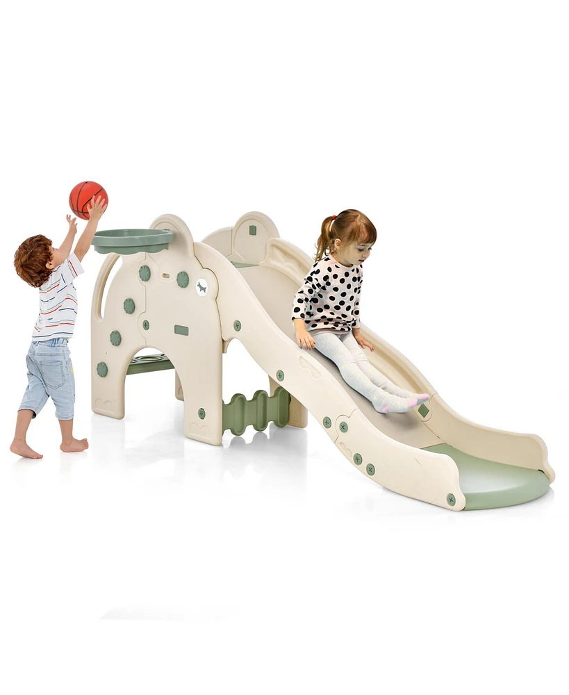 Kuyotq 4-in-1 Toddler Slide Kids Play Slide with Cute Elephant Shape