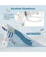 Kuyotq 4-in-1 Kids Slide and Swing Set with Basketball Hoop