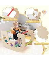 Kuyotq 2-in-1 Rocking Horse Arch for Kids Montessori Climbing Toys with Arch Climber