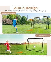 Kuyotq 2-in-1 Kids Soccer Rebounder and Soccer Goal with Adjustable Height