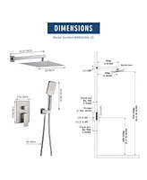 Casainc 10 inch Wall Mounted Pressure Balanced Complete Shower System With 3 Setting Shower Handheld